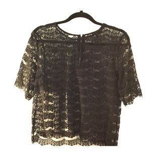 Eyelash Lace Crop Top Black